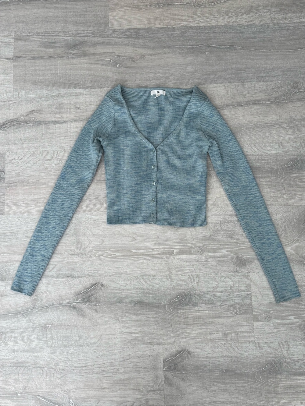 bp Light Blue Ribbed Knit Top